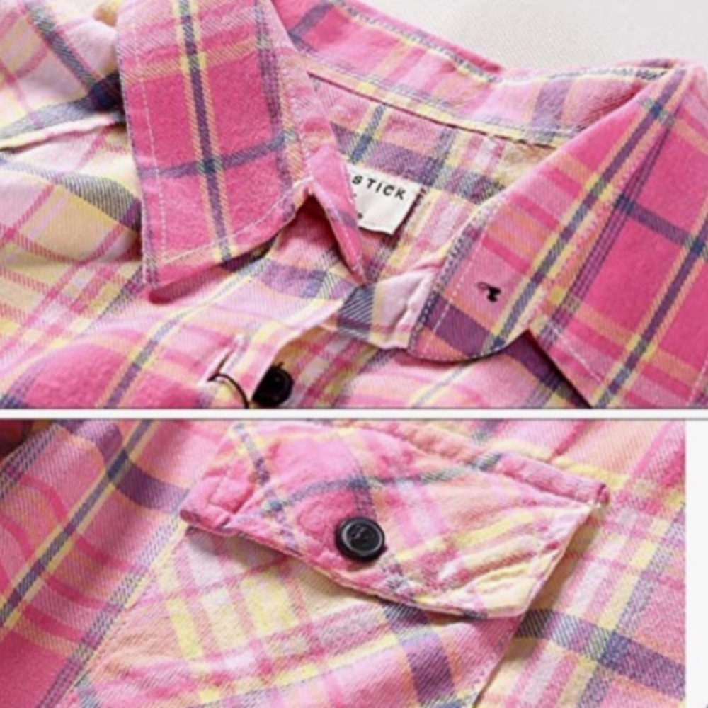 Pink Plaid button shirt size small - Picture 3 of 8